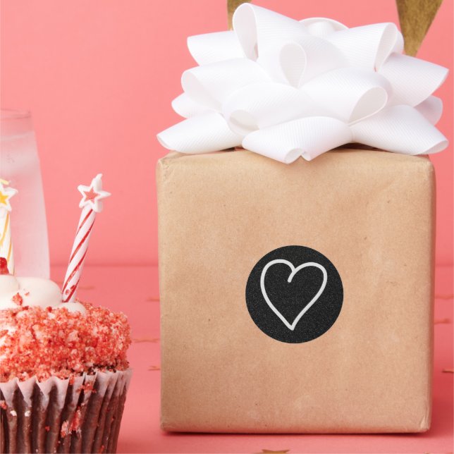 Sticker Rond Love Heart Parties scintillant blanche Valentine's (Fête)