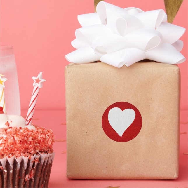Sticker Rond Love Heart Parties scintillant blanche Valentine's (Fête)