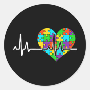 Sticker Rond Love Heart Puzzle Acceptation Hommes Femmes Enfant