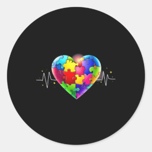 Sticker Rond Love Heart Puzzle Acceptation Hommes Femmes Enfant