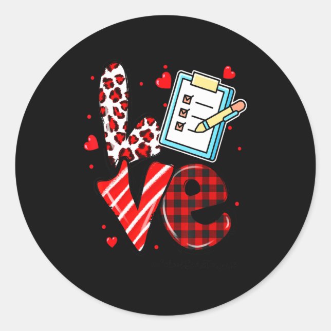 Sticker Rond Love Heart School Secretary Life Valentines Day Gi (Devant)