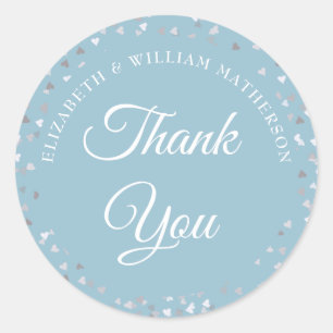 Sticker Rond Love Hearts Confetti Script Merci