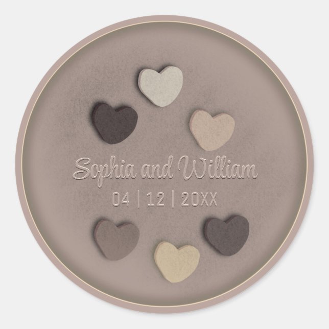 Sticker Rond Love Hearts Sweet Mariage Enveloppe Phoques (Devant)