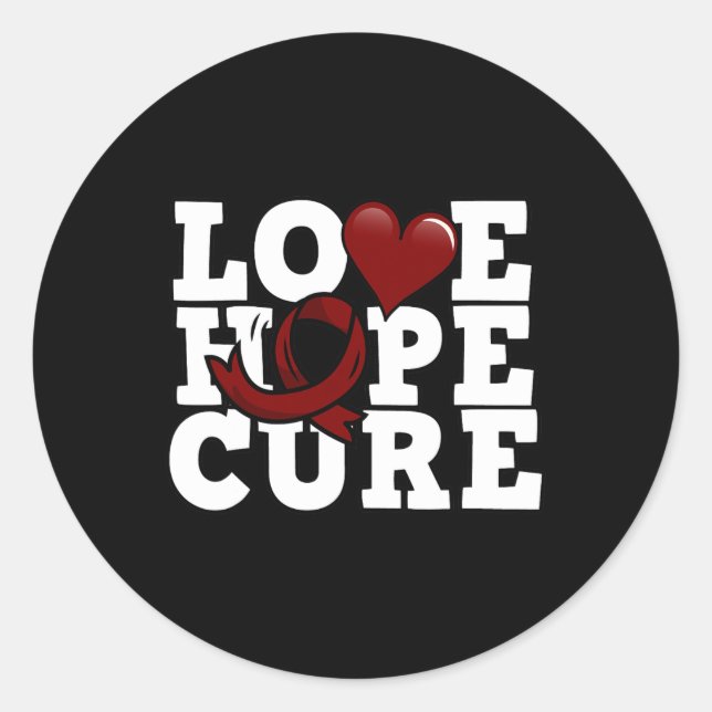 Sticker Rond Love Hope Cure - Sensibilisation aux cellules de f (Devant)