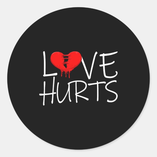 Sticker Rond Love Hurts Broken Heart Divorce Breakup Heartbroke (Devant)