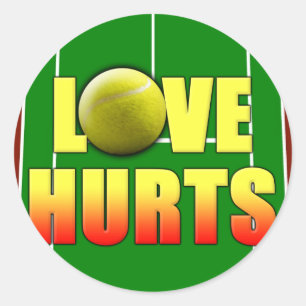 Sticker Rond Love Hurts, Funny Tennis