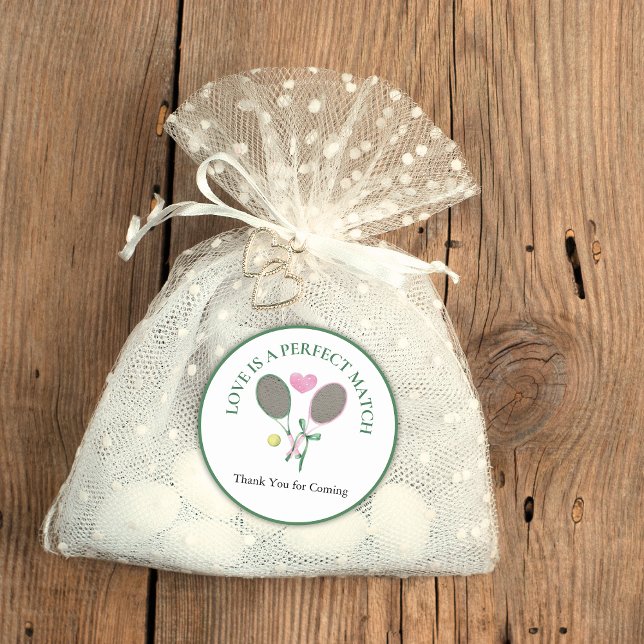 Sticker Rond Love Is a Perfect Match Tennis Bridal Shower Favor (Créateur téléchargé)