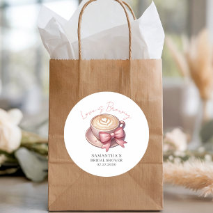 Sticker Rond Love Is Brewing Café Baby Shower 