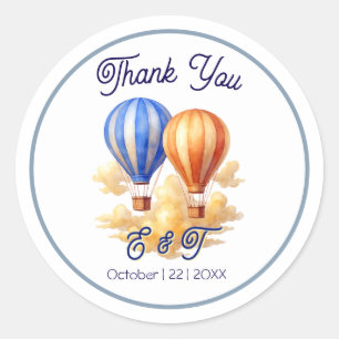 Sticker Rond Love Is in the Air Hot Air Balloon Travel Mariage