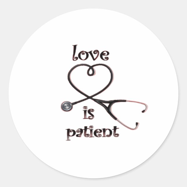 Sticker Rond Love Is Patient Clean Layout  (Devant)