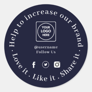 Sticker Rond Love It Snap It Share It   Logo bleu marine
