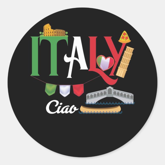 Sticker Rond Love Italy and Everything Italian Culture Souvenir (Devant)
