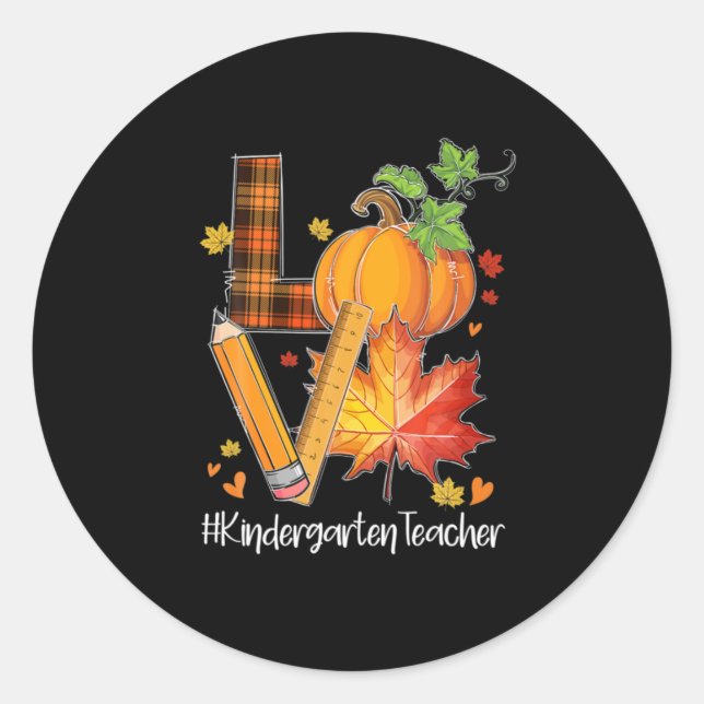Sticker Rond LOVE jardin d'enfants enseignant congé d'automne a (Devant)