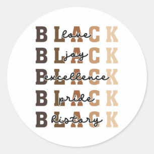 Sticker Rond Love Joy Excellence Pride Histoire Noire Am Africa