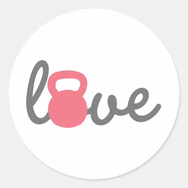 Sticker Rond Love Kettlebell Pink (Devant)
