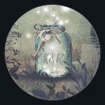 Sticker Rond Love Key Mason Jar Rustic Woodland Mariage<br><div class="desc">Fireflies jarre de mason jardin rustique phoques de mariage</div>