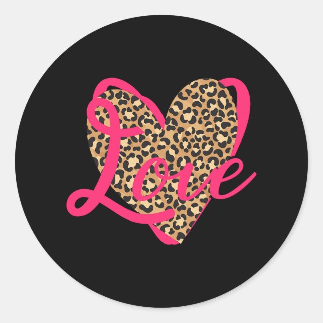 Sticker Rond Love Leopard Valentine (Devant)