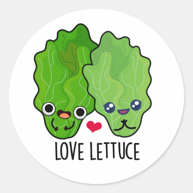 Sticker Rond Love Lettuce Funny Veggie Pun (Devant)