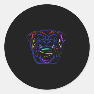 Sticker Rond Love Line Dessin Artsy English Bulldog