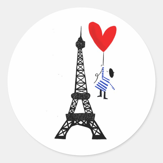 Sticker Rond Love makes him fly, in Paris (Devant)