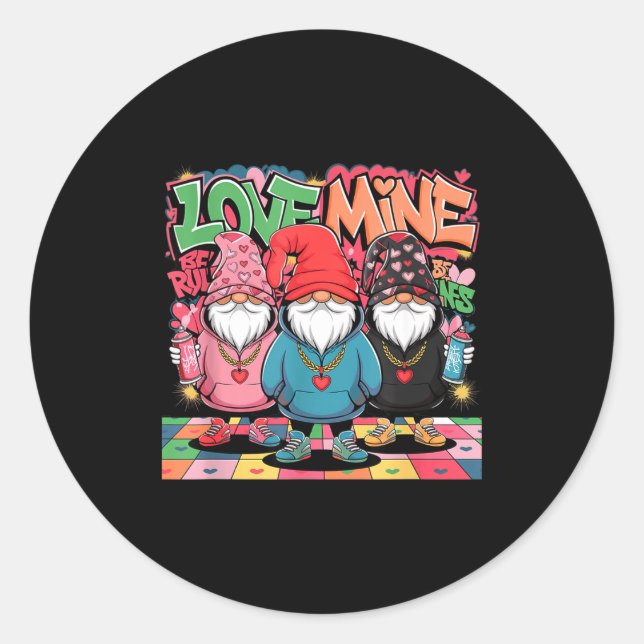Sticker Rond Love Mine Gnomes Urban Street Art Valentines Graff (Devant)