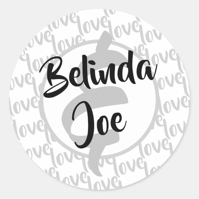 Sticker Rond Love Modern Script Typography Mariage (Devant)