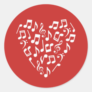 Sticker Rond Love Music Heart of Music Notes