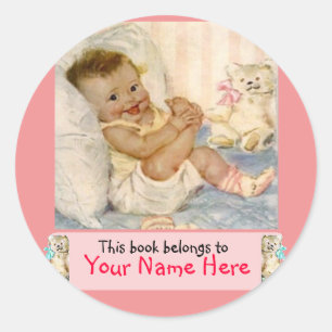 Sticker Rond Love My Toes Bookplate Girl