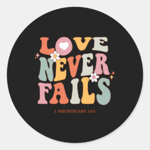 Sticker Rond Love Never Fails Retro Positive Quota Preppy Y2k