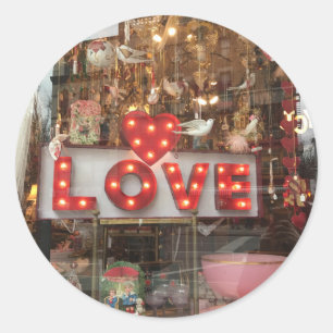 Sticker Rond LOVE NYC Valentine's Day Store Fenêtre Coeur Signe