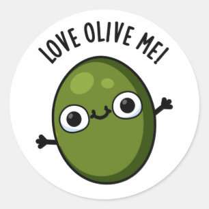 Sticker Rond Love Olive Me Drôle Pun de nourriture