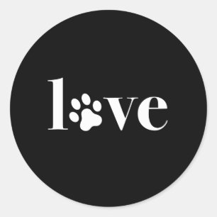 Sticker Rond Love Paw Chat Chien Type cadeau