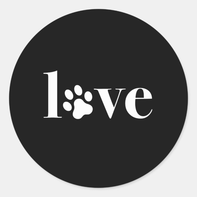 Sticker Rond Love Paw Chat Chien Type cadeau (Devant)