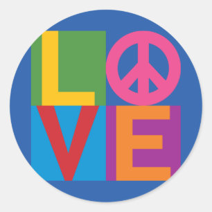 Sticker Rond Love Peace Color Block