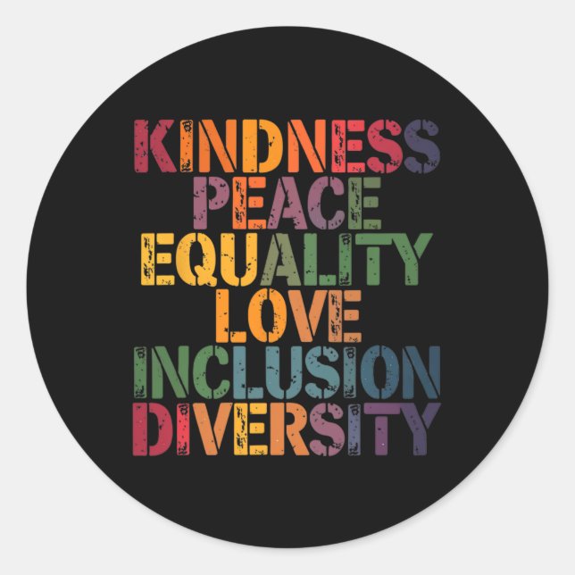 Sticker Rond Love Peace Diversity Inclusion Equality Black Hist (Devant)