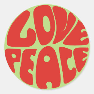 Sticker Rond love peace Hippie
