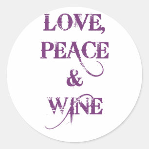 Sticker Rond Love Peace Wine