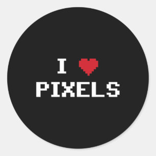 Sticker Rond Love Pixels C64 Ventilateurs Coeur Jeu Chemise Drô