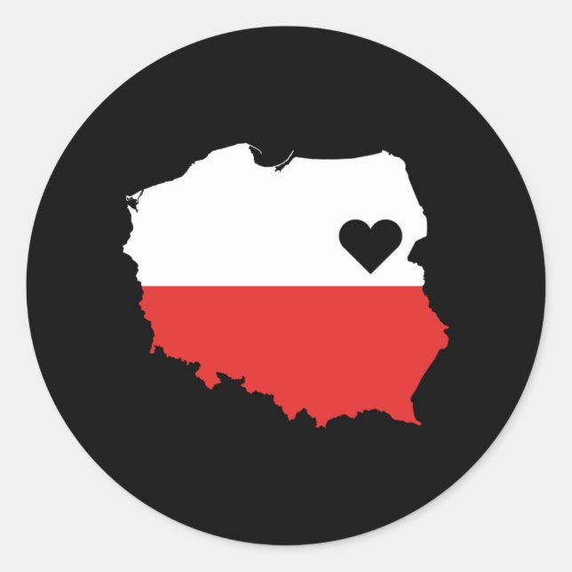 Sticker Rond Love Pologne Cadeau Polonaise Pride Coeur (Devant)