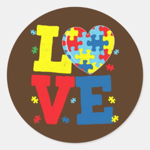 Sticker Rond LOVE Puzzle Pièces Coeur Sensibilisation sur l'aut