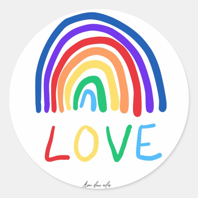 Sticker rond LOVE rainbow (Devant)