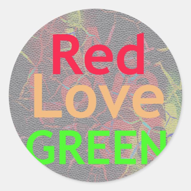 STICKER ROND LOVE RED GOLDEN VERT (Devant)