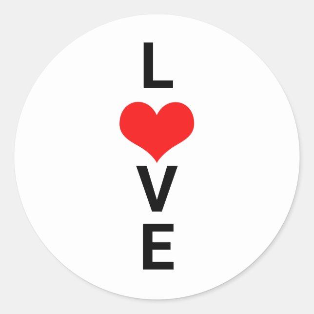 Sticker Rond Love Red Heart mignon Valentine's Day White Custom (Devant)
