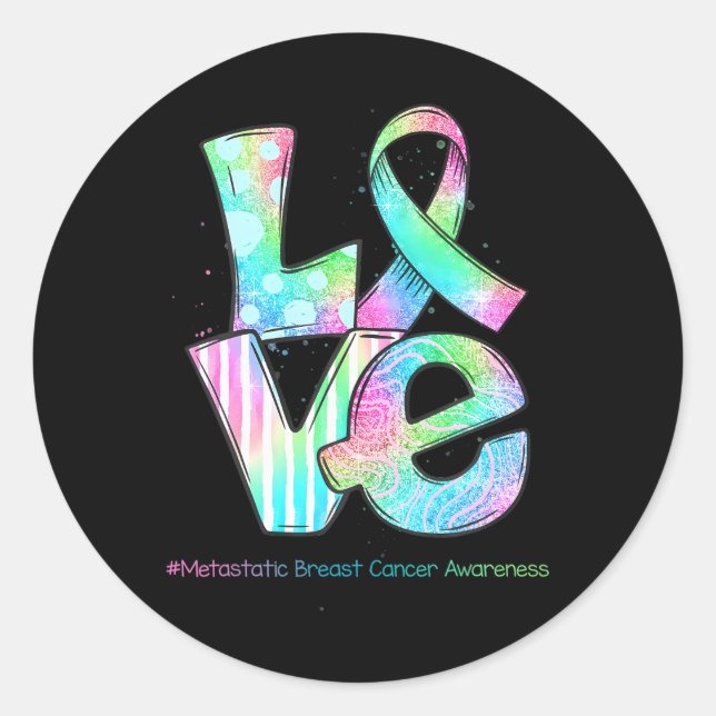 Sticker Rond LOVE Ribbon Metastatic Sensibilisation au cancer d (Devant)