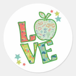 Sticker Rond Love School Apple, Drake Back to School