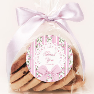 Sticker Rond Love Shack Fancy One Floral Coquette Bow Anniversa