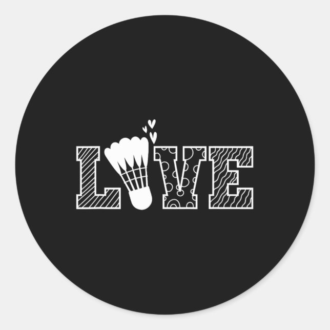 Sticker Rond Love Shuttle Dminton Racket (Devant)