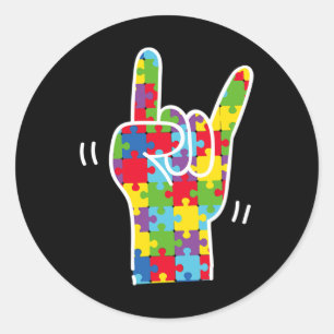 Sticker Rond Love Sign Language Sensibilisation sur l'autisme M