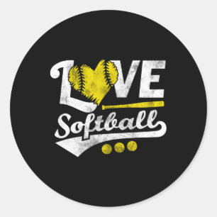 Sticker Rond Love Softball For N Et Softball