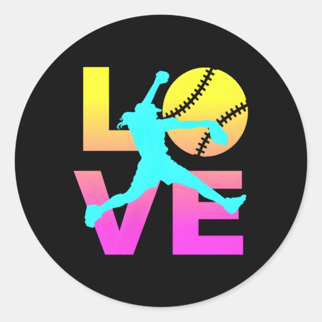 Sticker Rond Love Softball N (Devant)